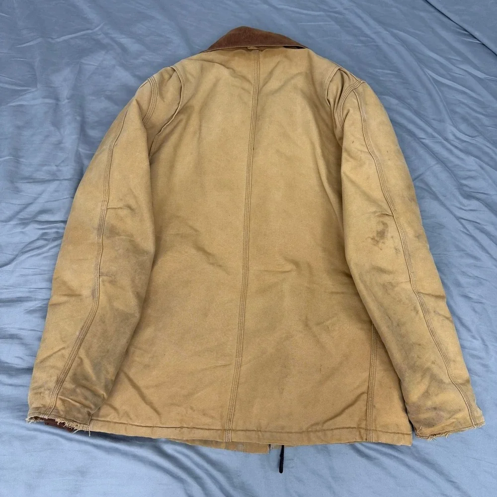 Vintage Carhartt Arctic Traditional Coat Brown Duck Canvas Distressed Mens XL